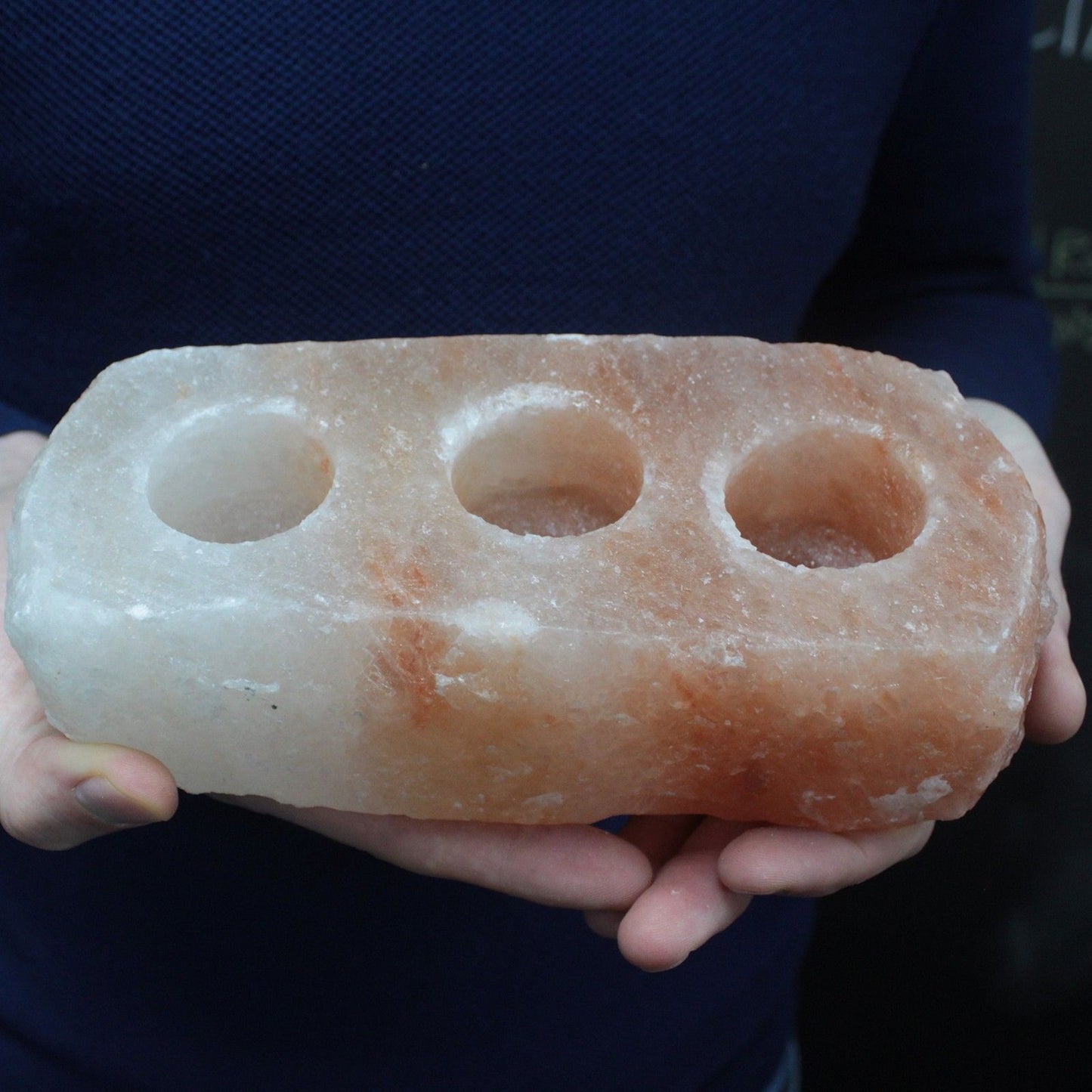 Raw Himalayan Salt Triple Candle Holder