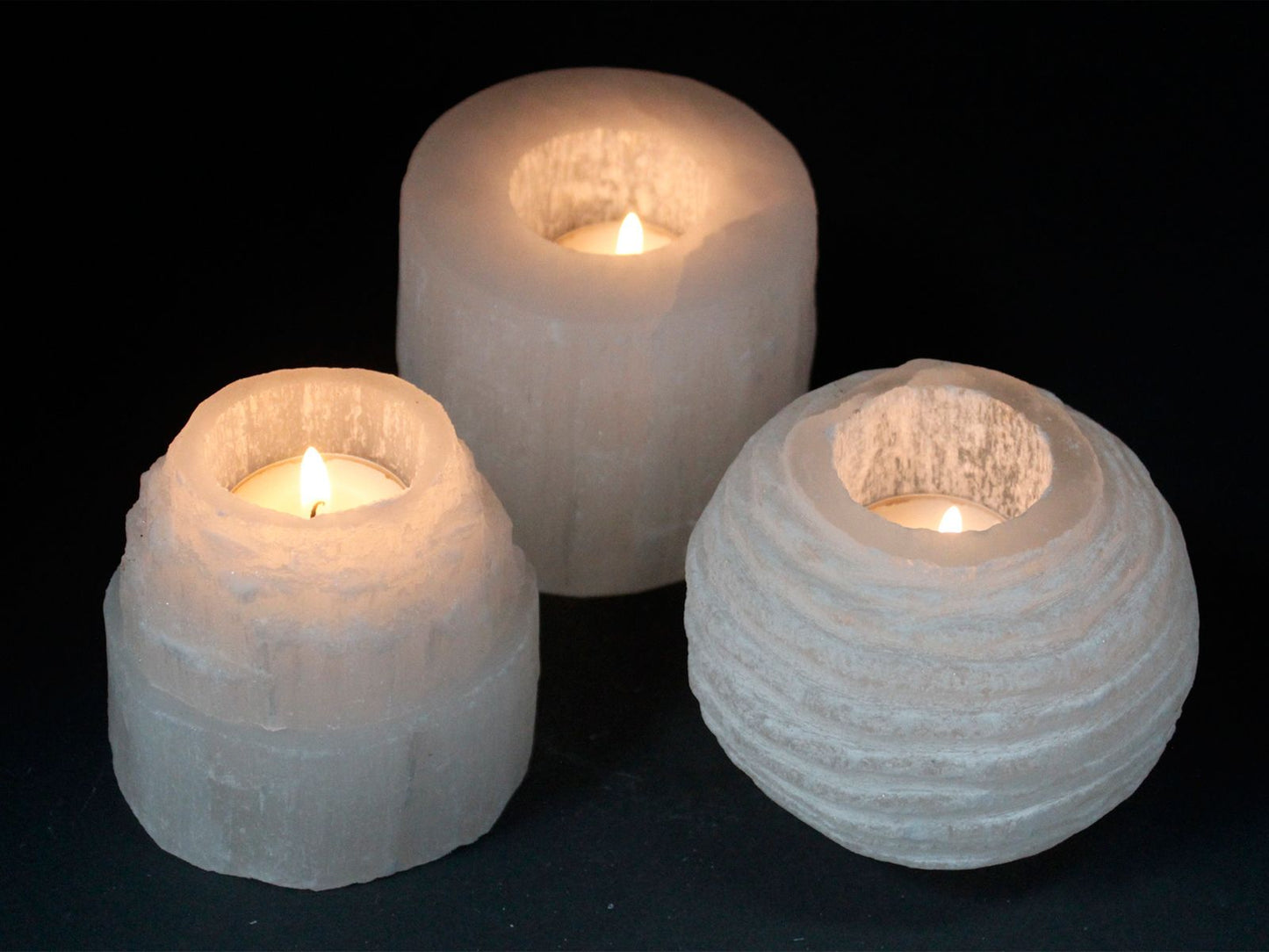 Raw Selenite Mountain Top Candle Holder (8cm)