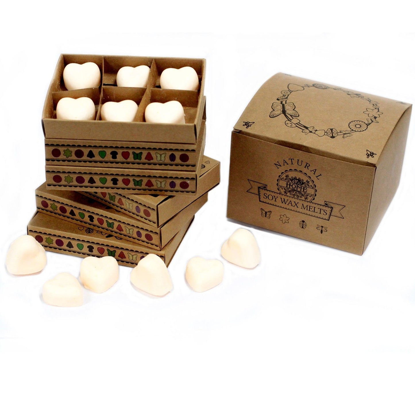Cinnamon and Orange botanical soy wax melts in rustic brown box, Glan & Hearth home fragrance collection.