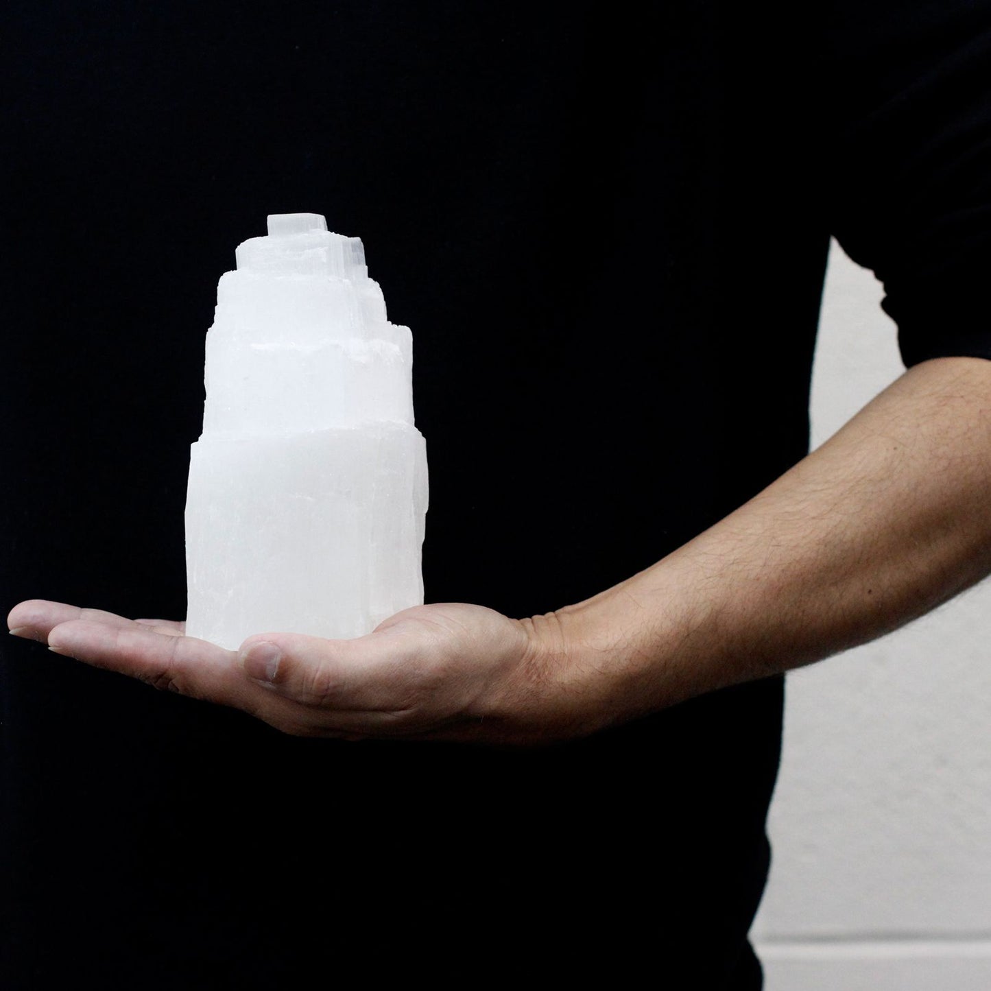 Raw Selenite Crystal Tower Lamp (15cm)