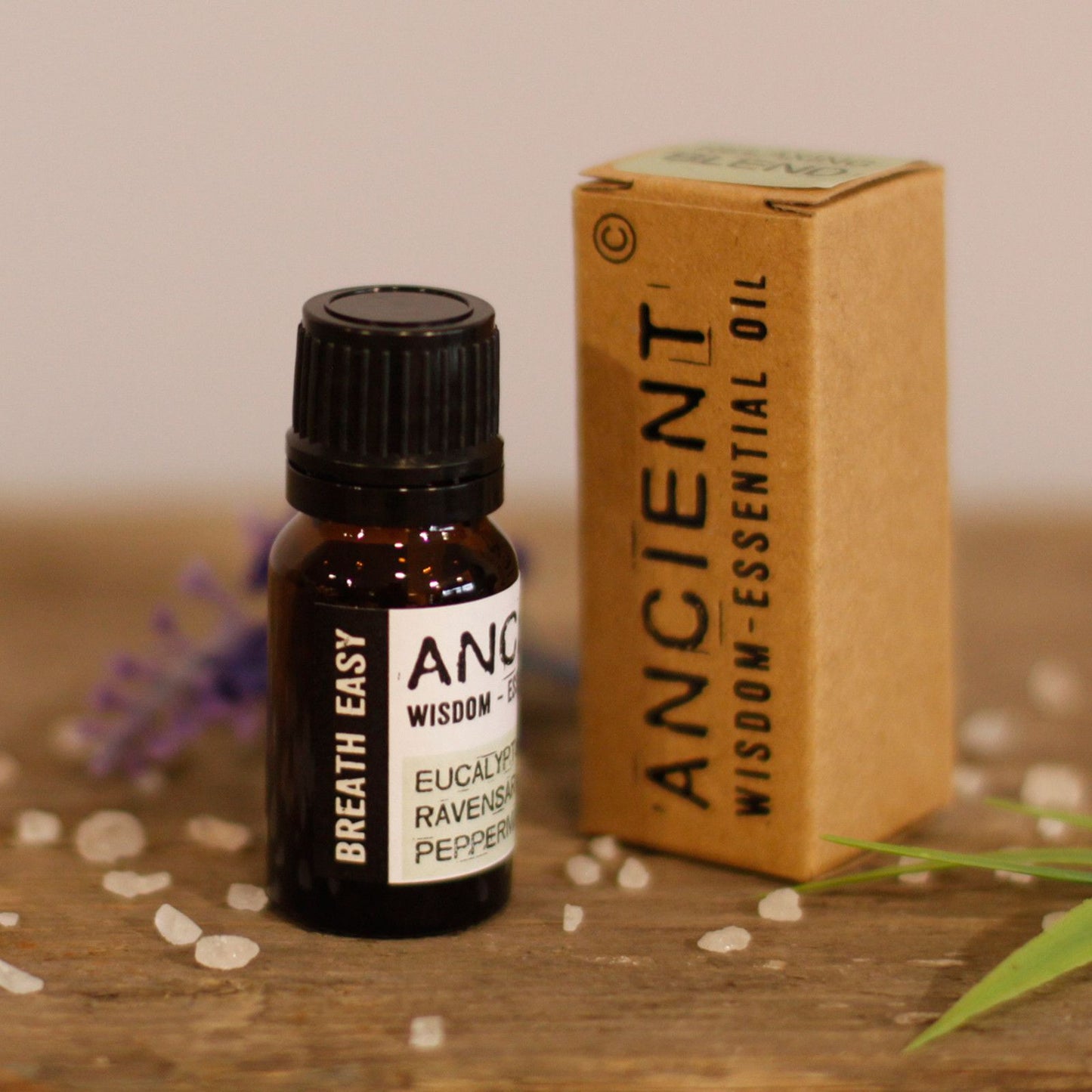Breathe Easy botanical essential oil blend in a 10ml apothecary amber vial.