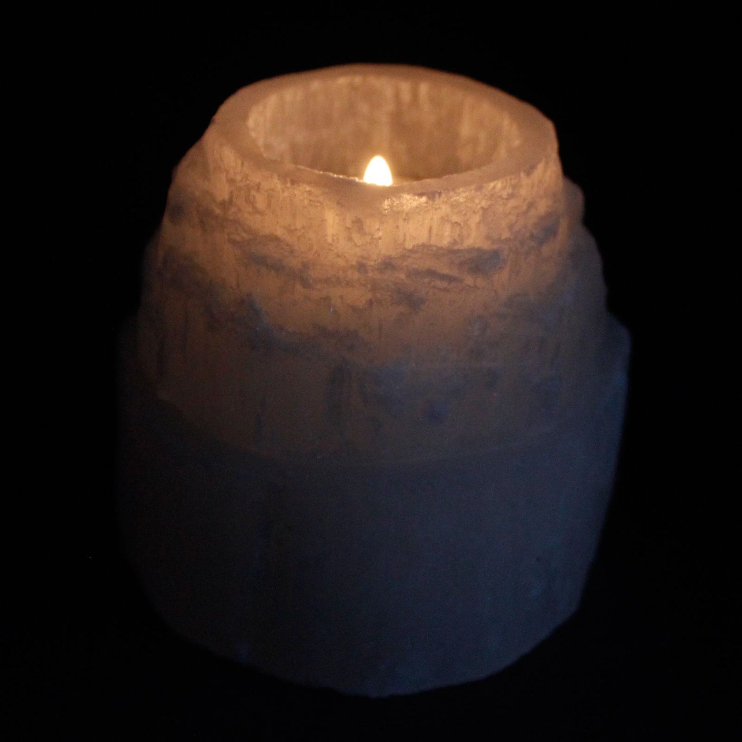 Raw Selenite Mountain Top Candle Holder (8cm)