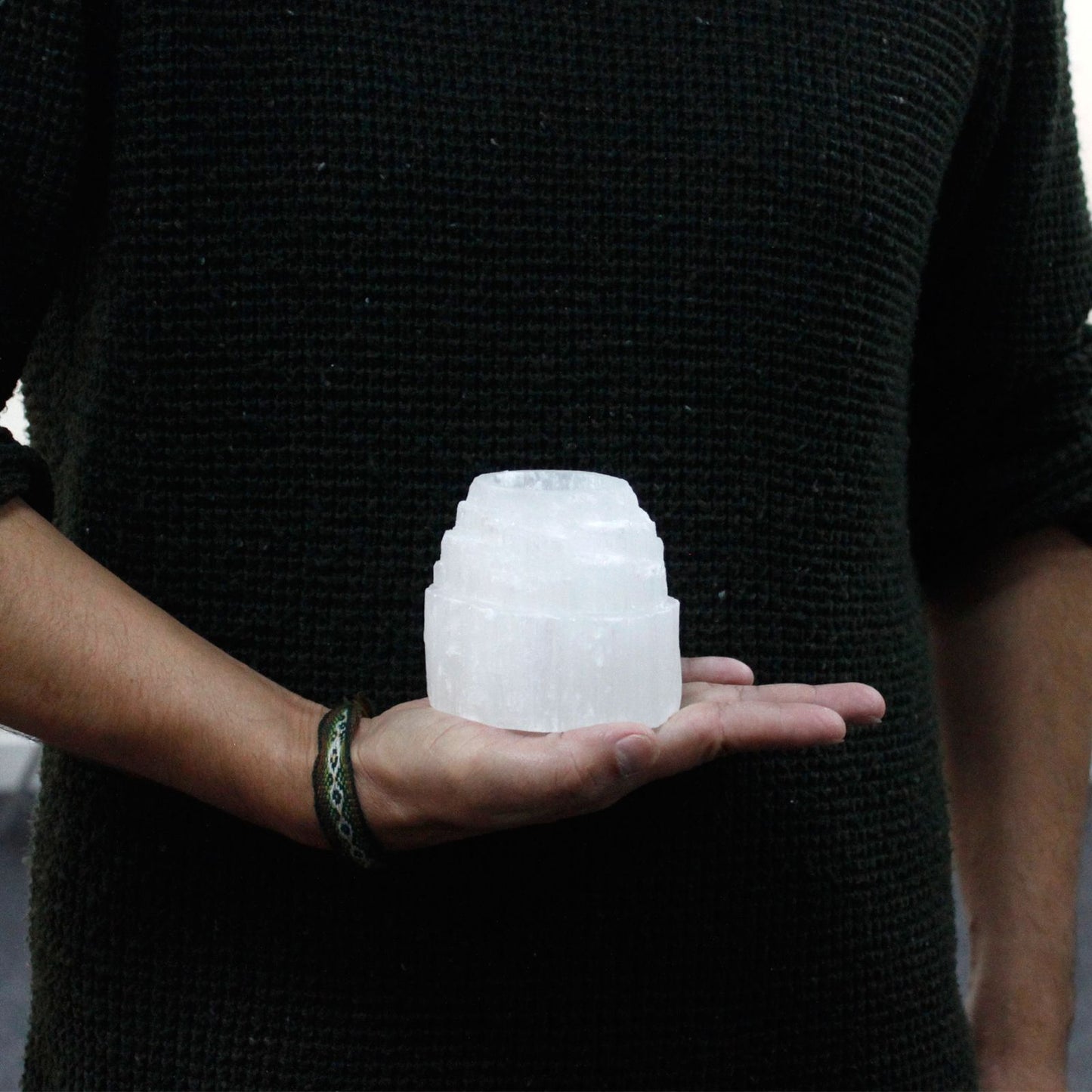 Raw Selenite Mountain Top Candle Holder (8cm)
