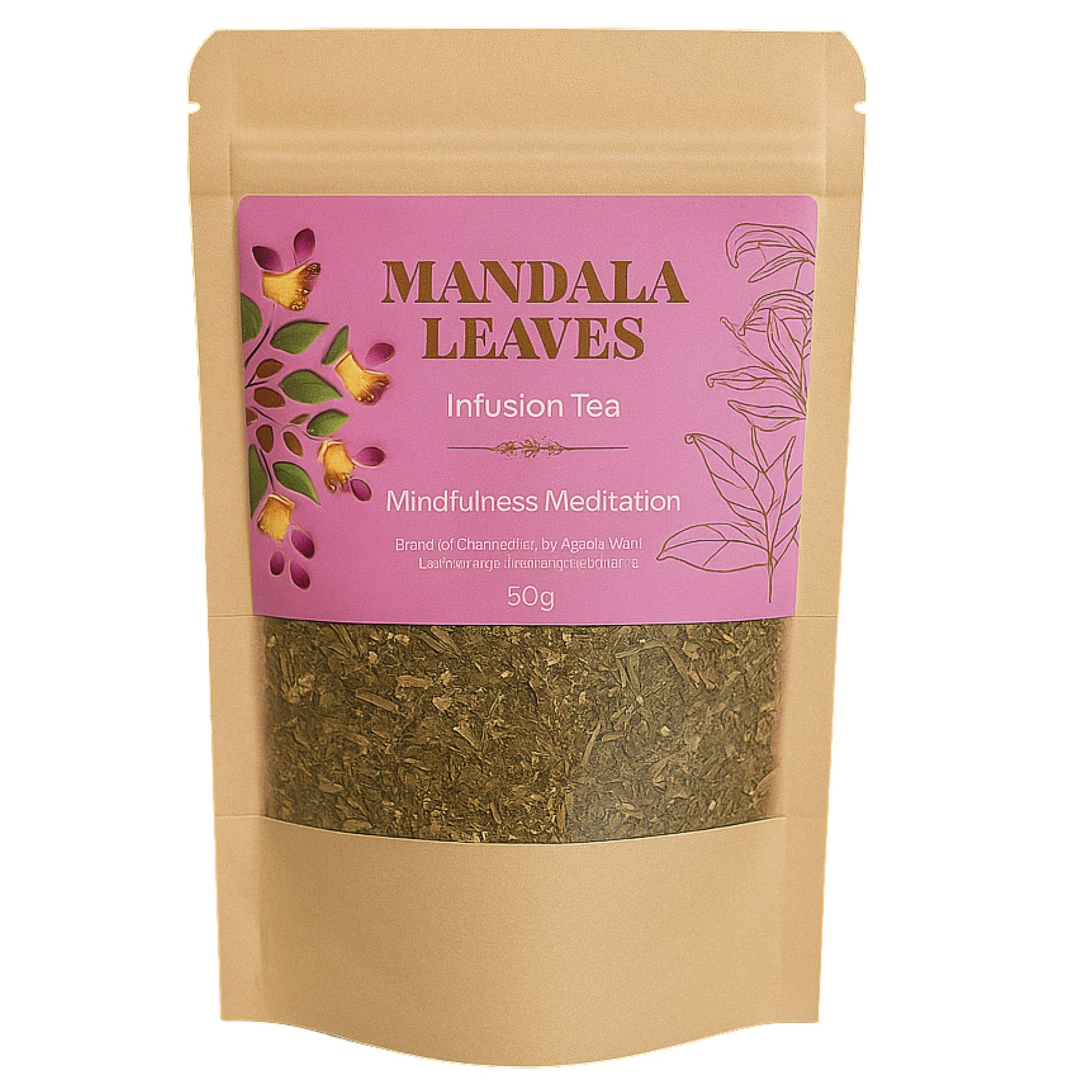 50g Mindfulness Meditation herbal tea in a resealable kraft pouch.