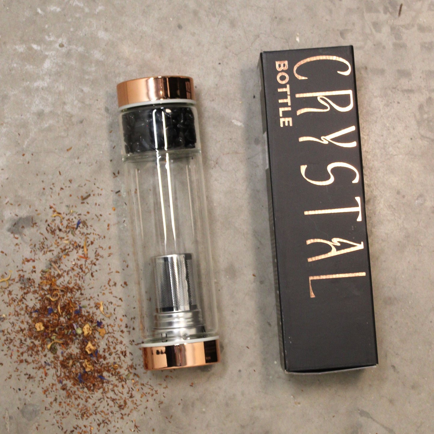Onyx & Rose Gold Botanical Infuser Bottle (500ml)
