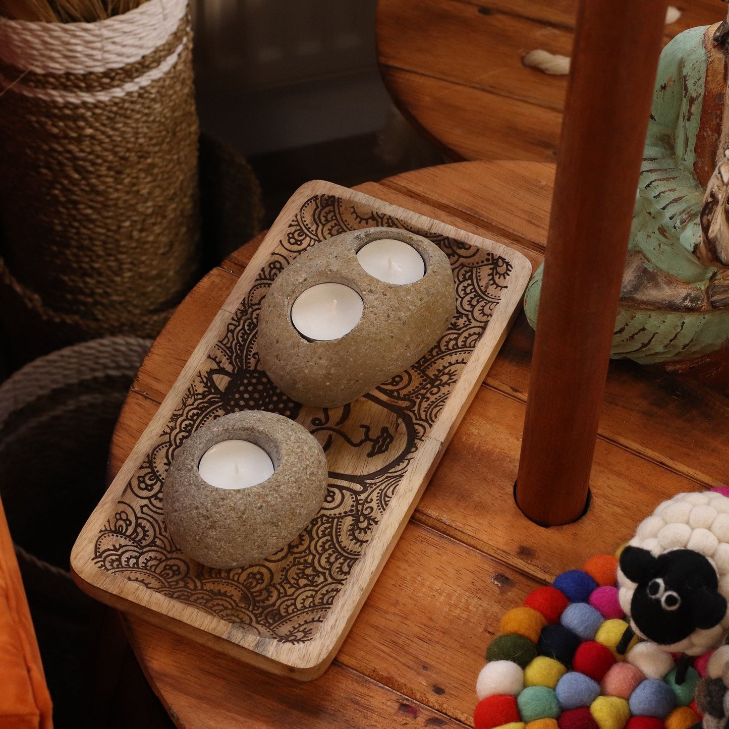Natural Riverstone Tealight Holder (Single)