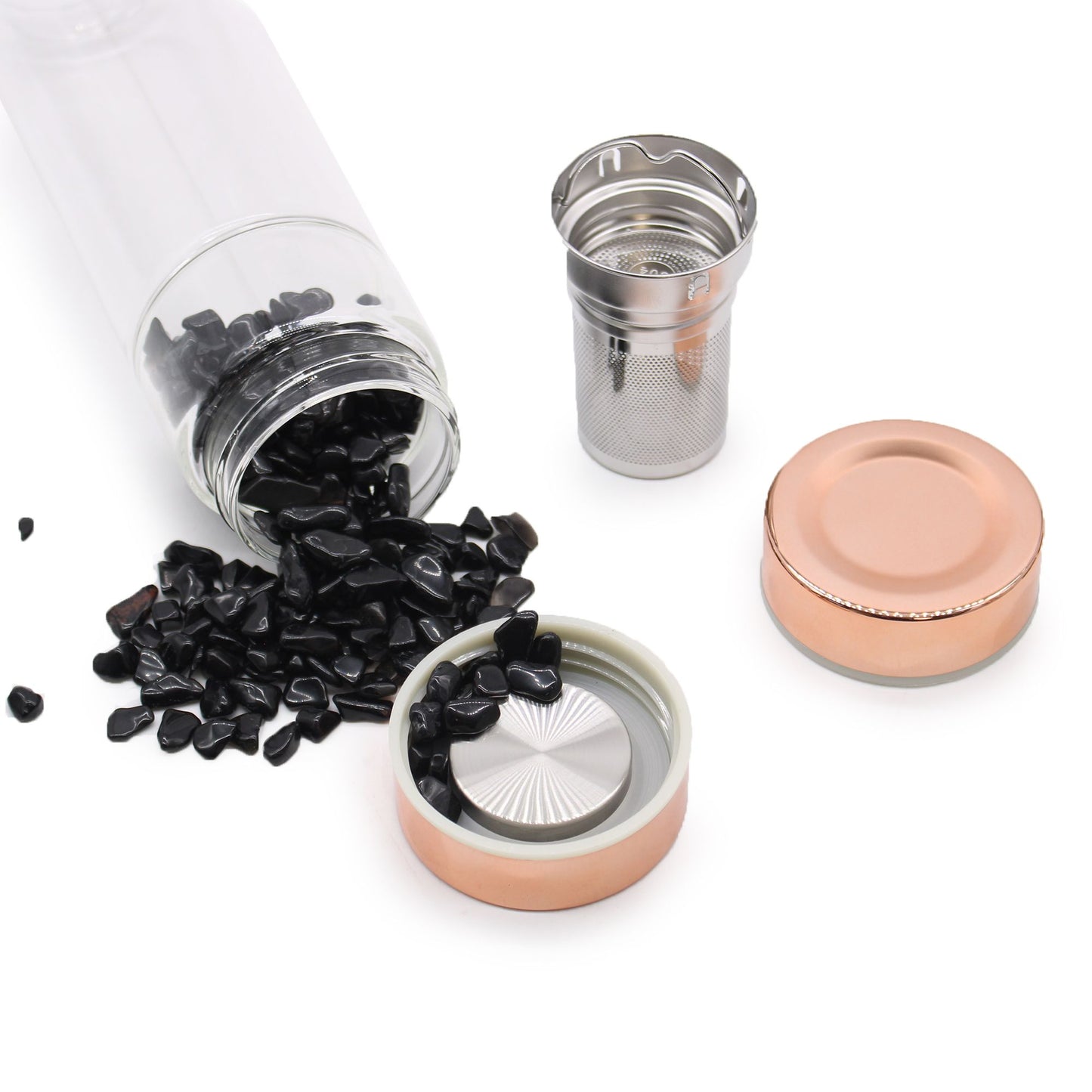 Onyx & Rose Gold Botanical Infuser Bottle (500ml)