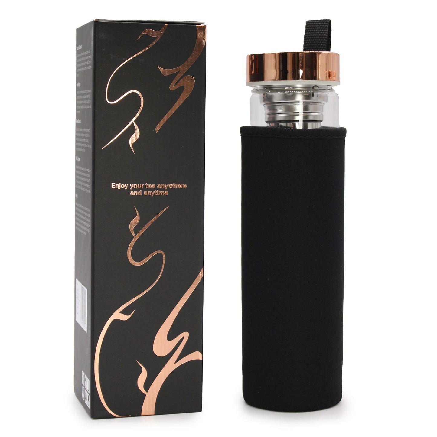 Onyx & Rose Gold Botanical Infuser Bottle (500ml)