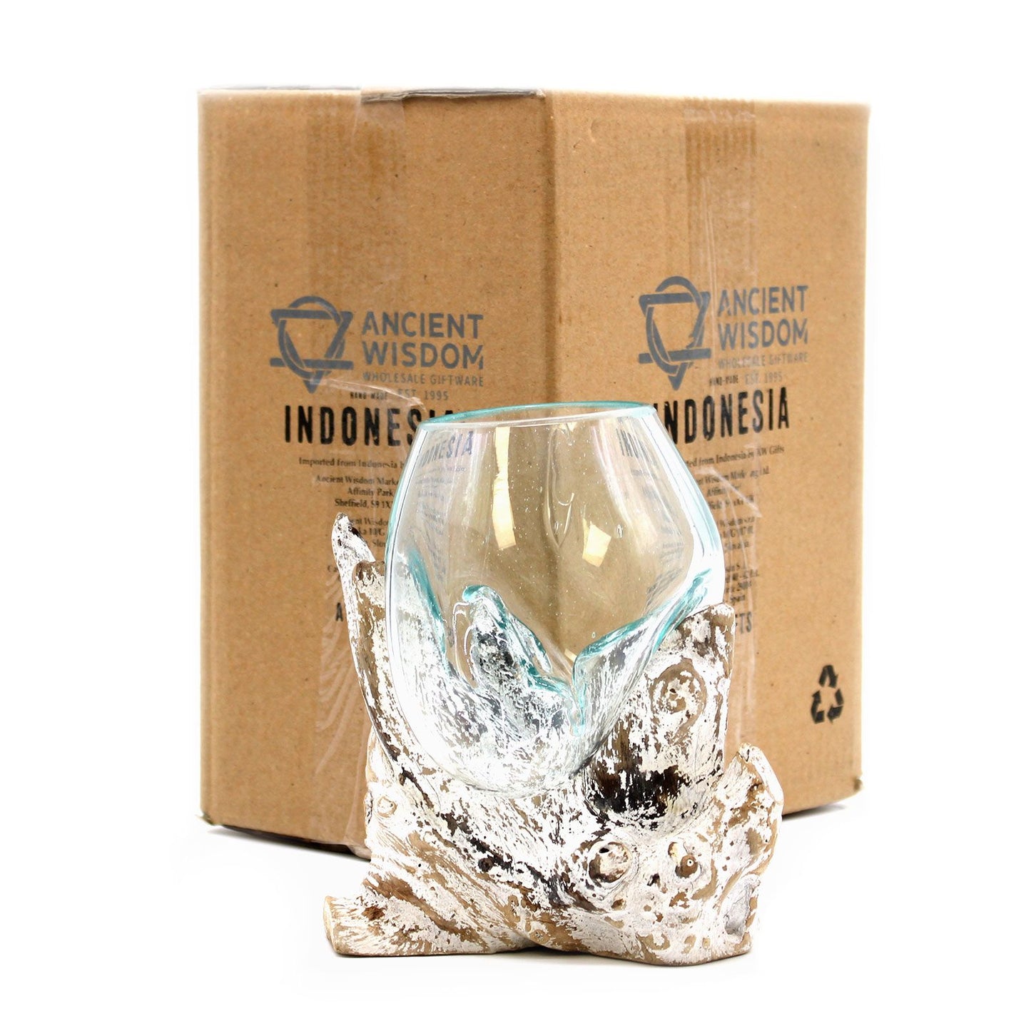 Artisan Molten Glass & Whitewashed Root Medium Bowl