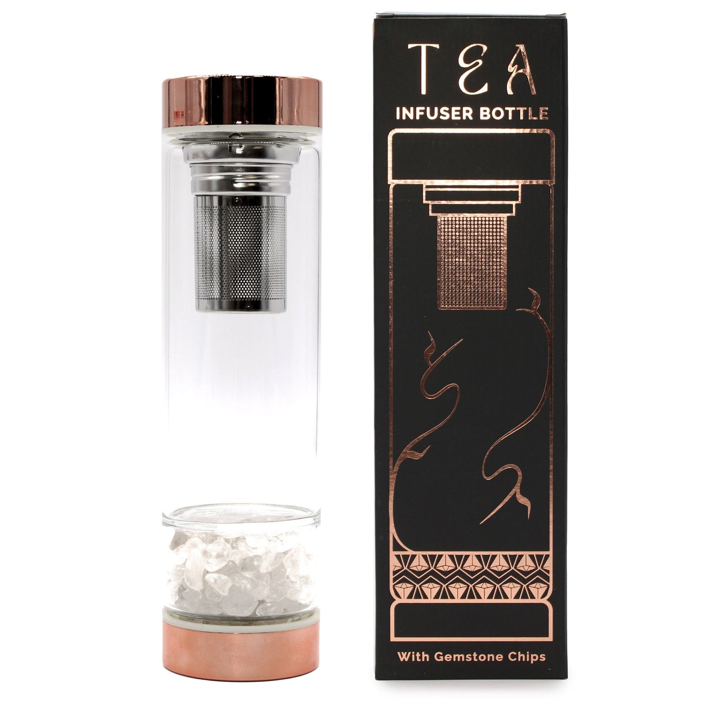 Rock Quartz & Rose Gold Botanical Infuser Bottle (500ml)