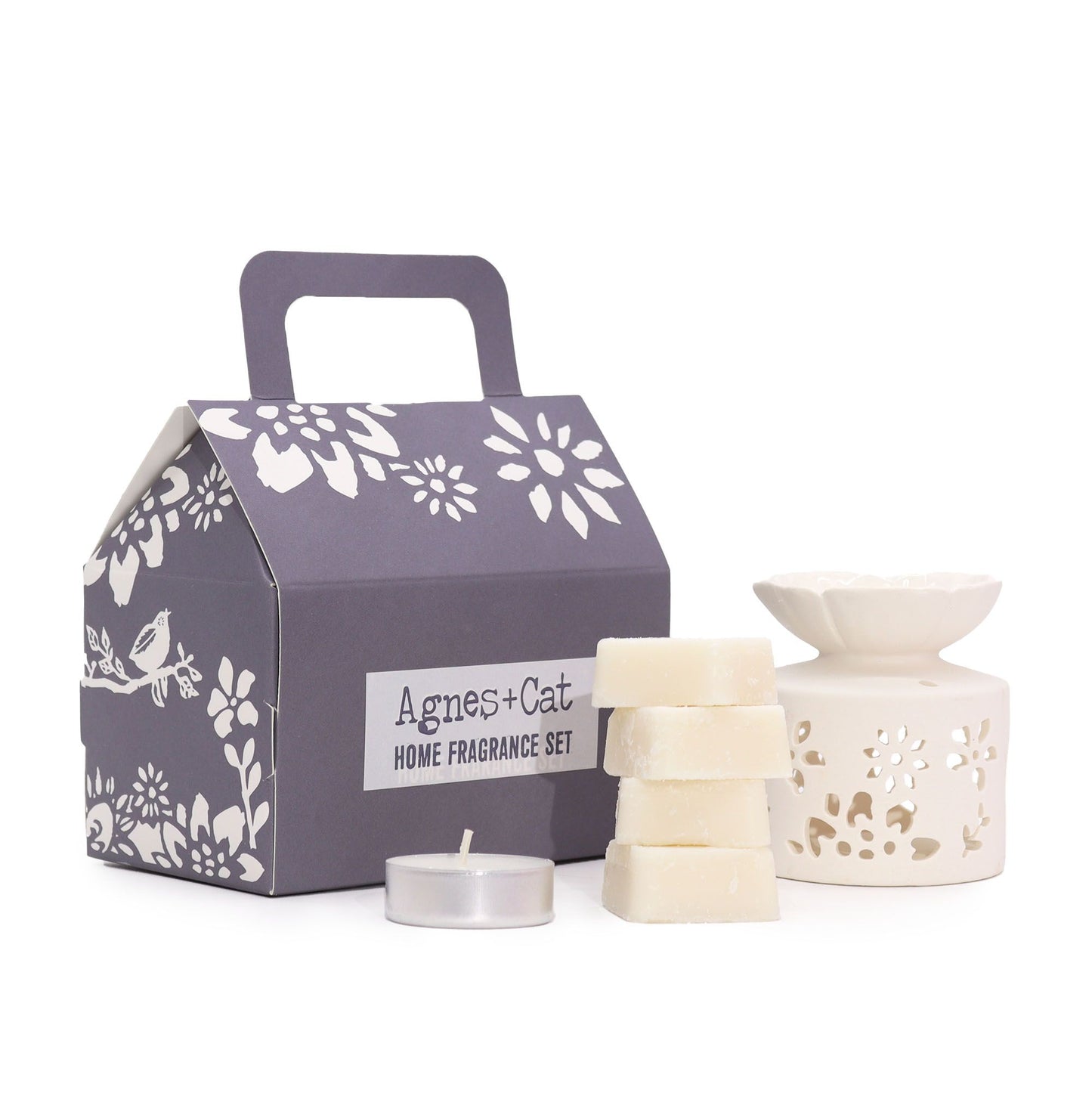 Agnes + Cat Windermere fragrance gift set including candle and home fragrance essentials in premium packaging.