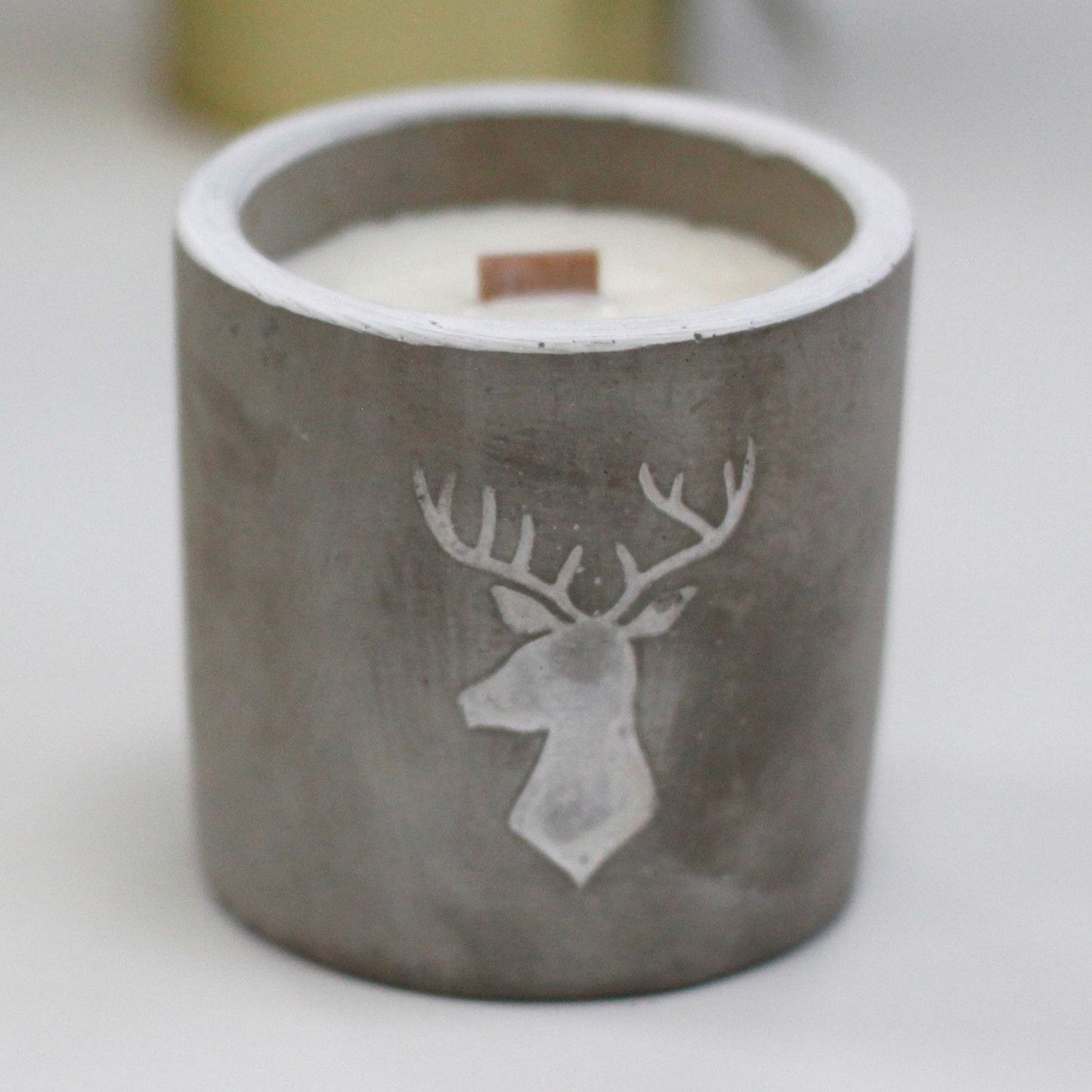 Whisky & Woodsmoke Botanical Wood-Wick Candle (Stag Head Concrete Pot)