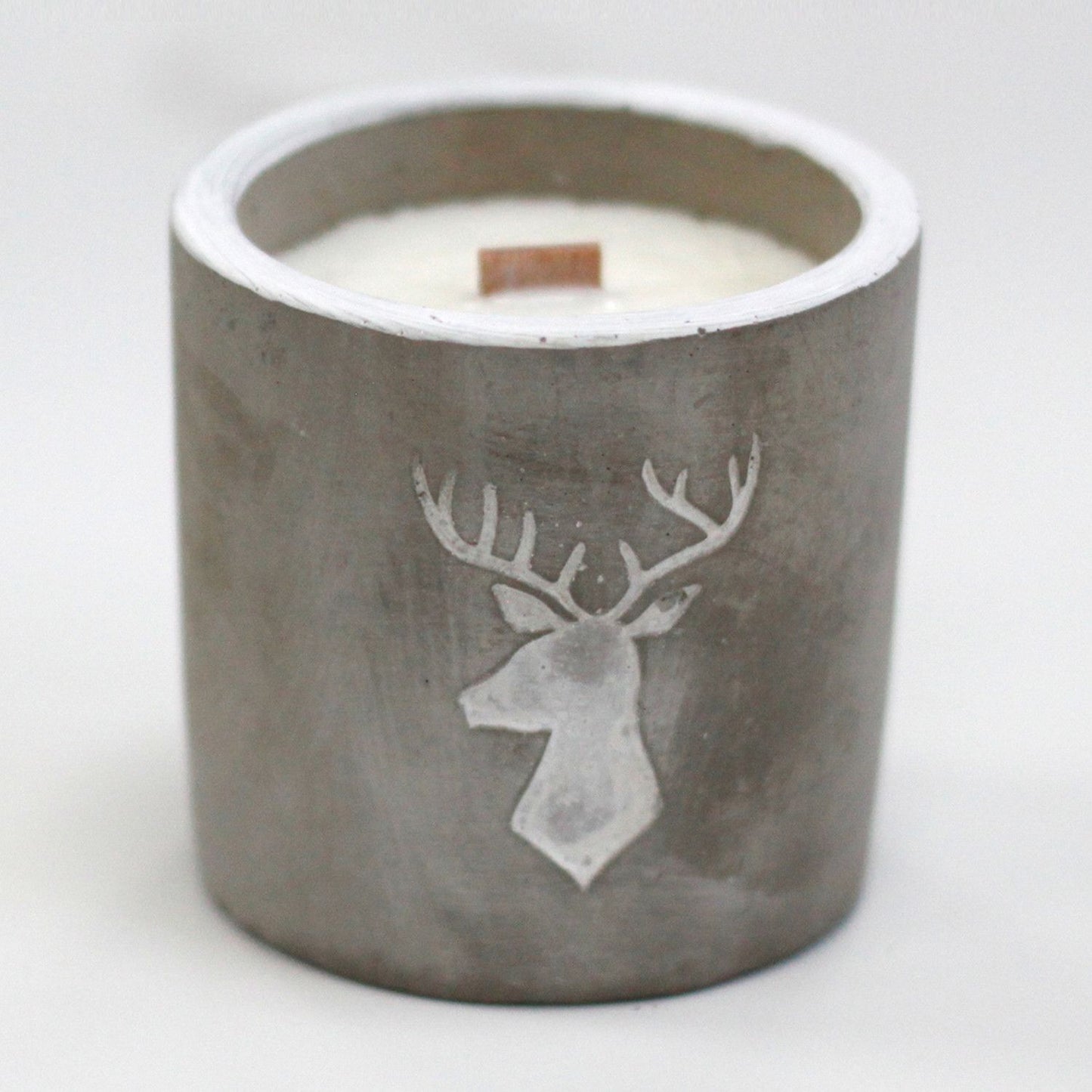 Whisky & Woodsmoke Botanical Wood-Wick Candle (Stag Head Concrete Pot)