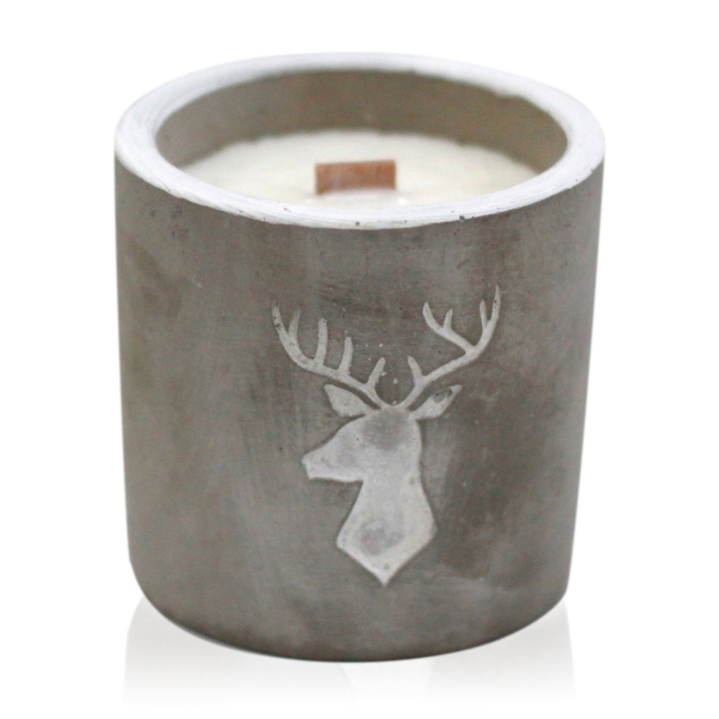 Whisky & Woodsmoke Botanical Wood-Wick Candle (Stag Head Concrete Pot)